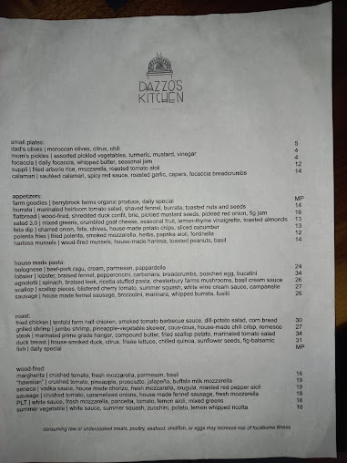 Menu Dazzo's Kitchen - 1
