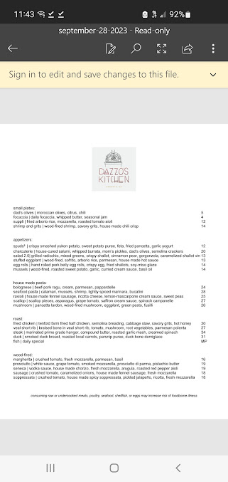 Menu Dazzo's Kitchen - 5