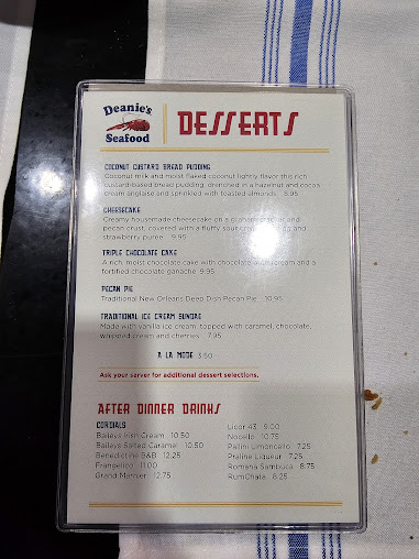 Menu Deanies Seafood Restaurant Seafood Market - 1