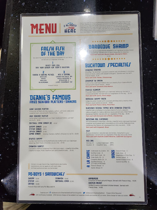 Menu Deanies Seafood Restaurant Seafood Market - 2