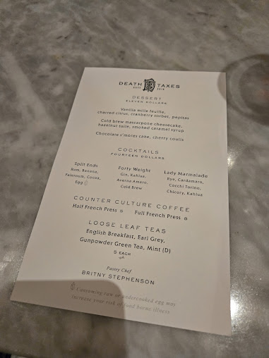 Menu Death And Taxes - 1