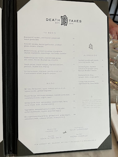 Menu Death And Taxes - 8