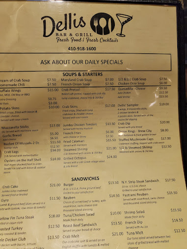 Menu Dellis Restaurant Bar Grill - 3