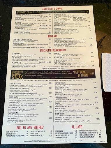 Menu Delmonico’s Italian Steakhouse - 0