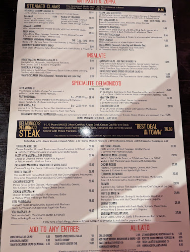 Menu Delmonico's Syracuse - 1