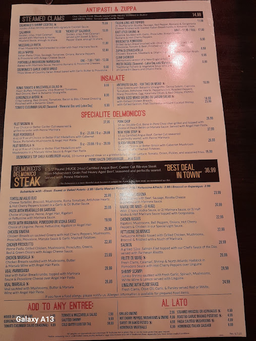 Menu Delmonico's Syracuse - 9