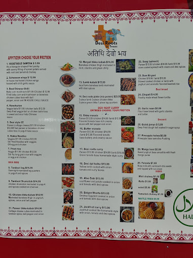 Menu Desi Roots In Texas - 0
