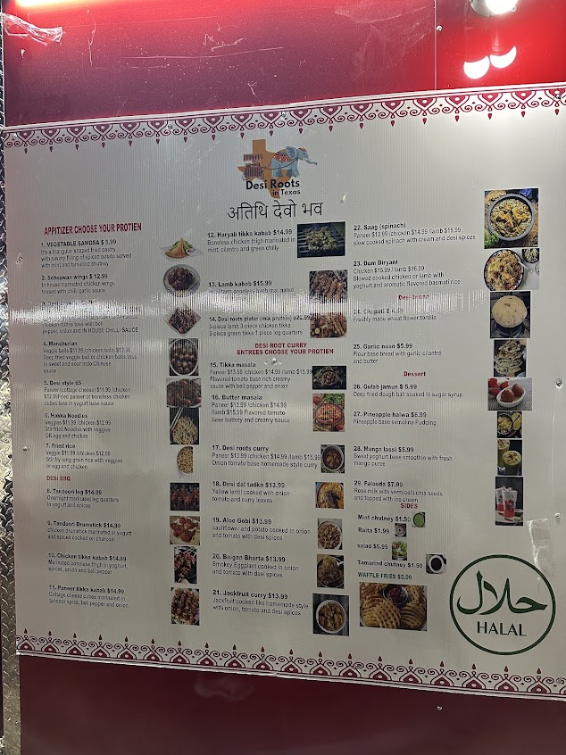 Menu Desi Roots In Texas - 5