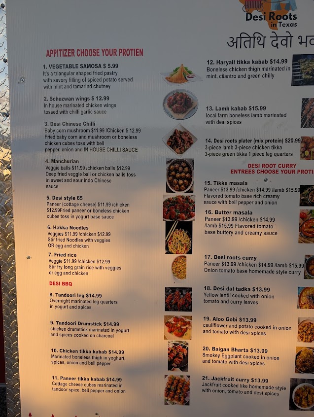 Menu Desi Roots In Texas - 7