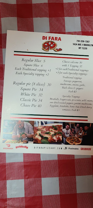 Menu Di Fara Pizza - 0