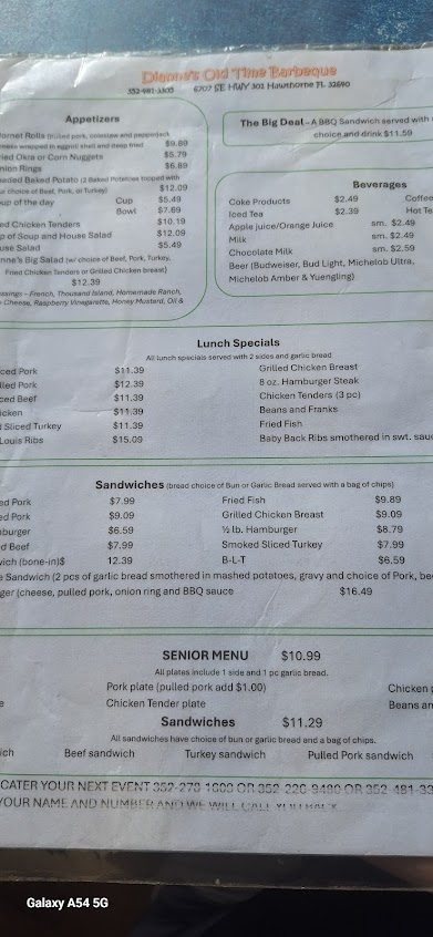 Menu Diannes Old Time Barbeque - 1