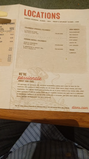 Menu Dions Pizza Colorado Springs - 0