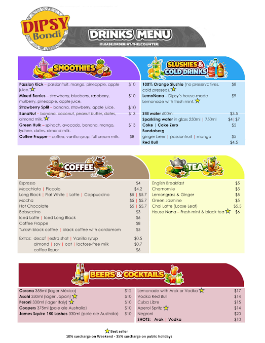 Menu Dipsy Bondi - Hummus Shakshuka & Salad Bar - 5