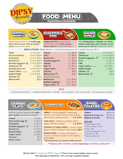 Menu Dipsy Bondi - Hummus Shakshuka & Salad Bar - 6