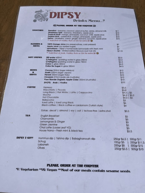 Menu Dipsy Bondi - Hummus Shakshuka & Salad Bar - 7