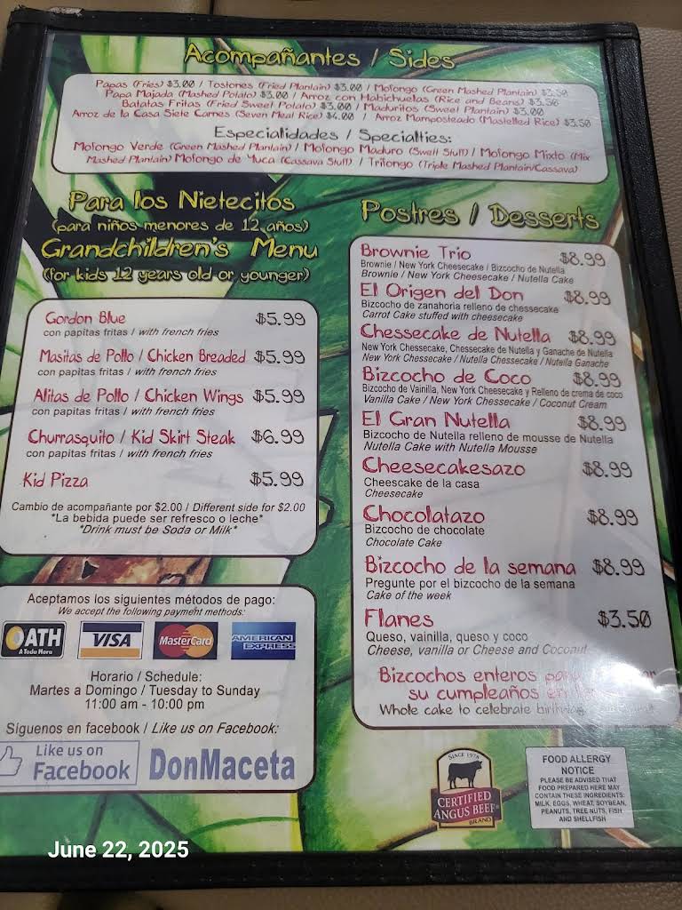 Menu Don Frappé Inc - 0