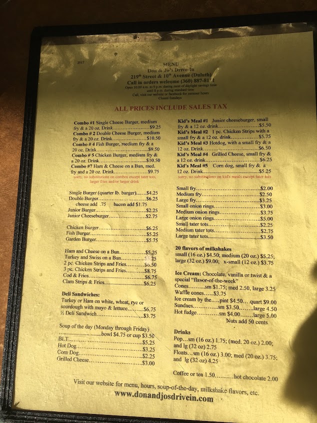 Menu Don Jos Drive In - 1