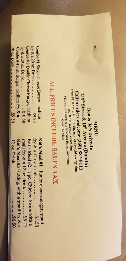 Menu Don Jos Drive In - 3