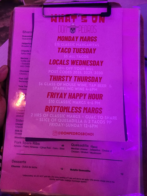 Menu Don Pedros Bondi - 1