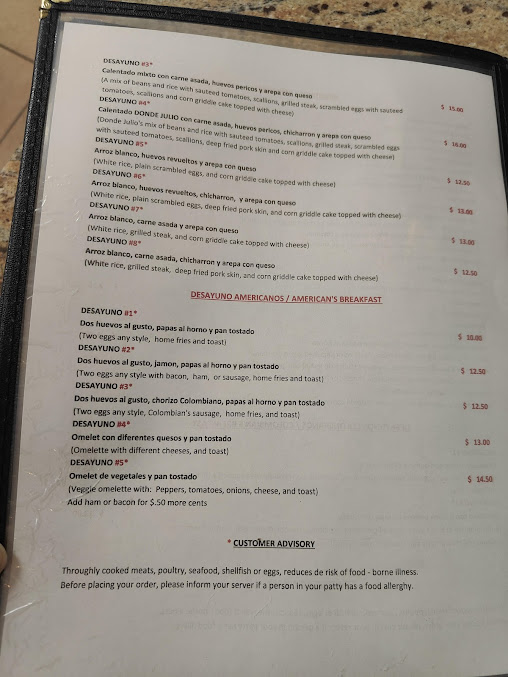 Menu Donde Julio Restaurant 2 - 1