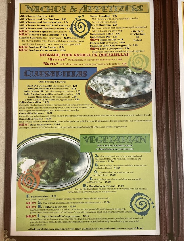 Menu Dos Reales Mexican Restaurant - 2