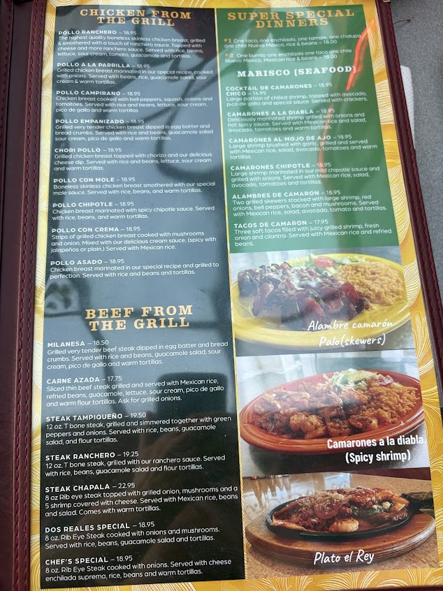 Menu Dos Reales Mexican Restaurant - 4