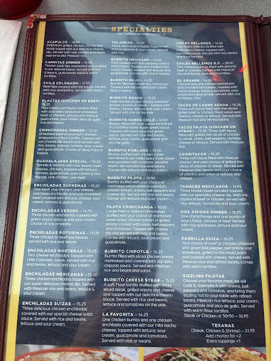 Menu Dos Reales Mexican Restaurant - 5