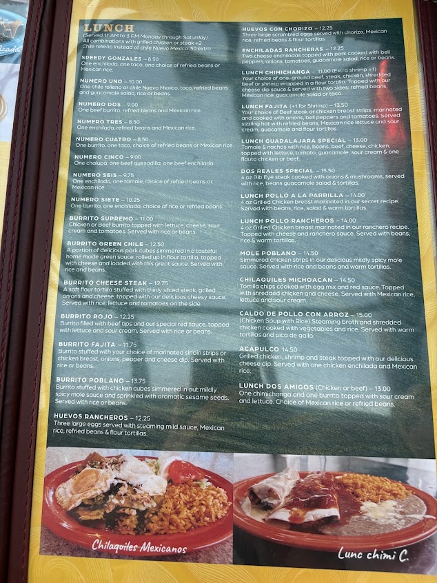 Menu Dos Reales Mexican Restaurant - 8