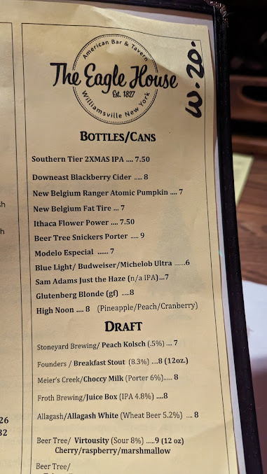Menu Eagle House Restaurant - 1