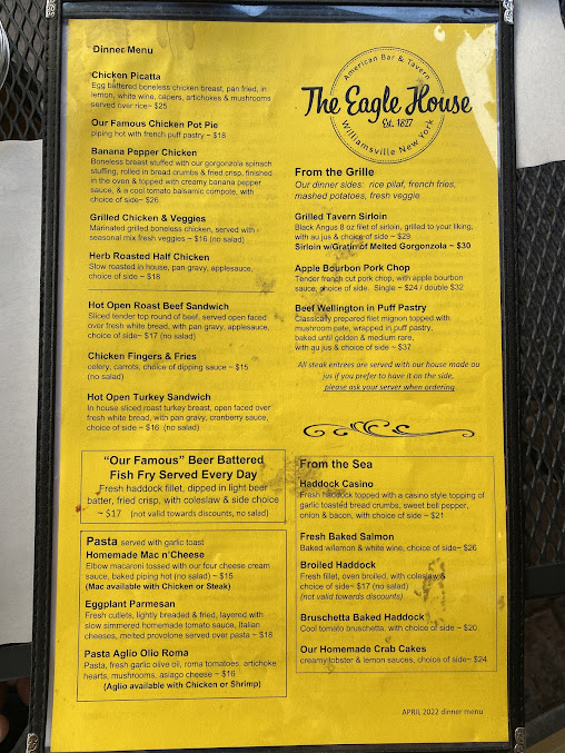 Menu Eagle House Restaurant - 2