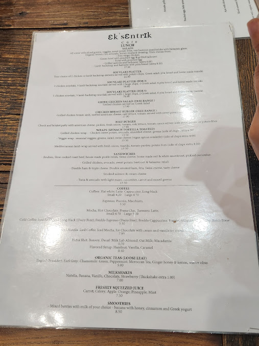 Menu Ek'sentrik Cafe Maroubra - 1