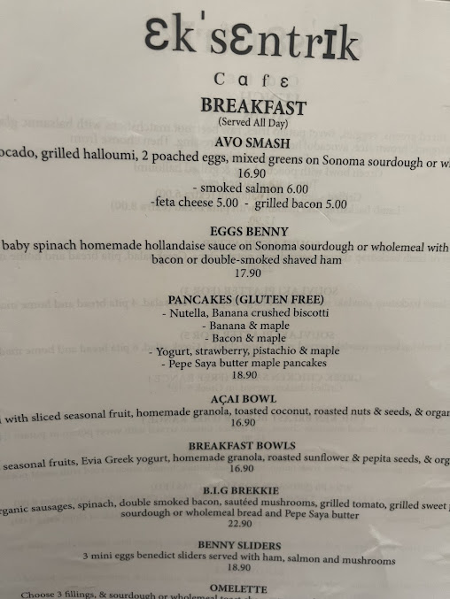 Menu Ek'sentrik Cafe Maroubra - 2