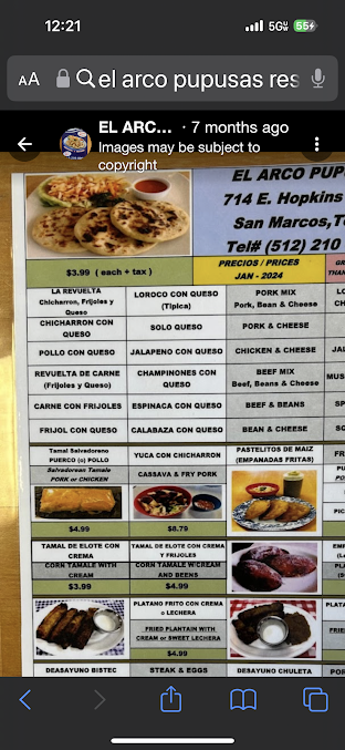 Menu El Arco Pupusas Restaurant - 9