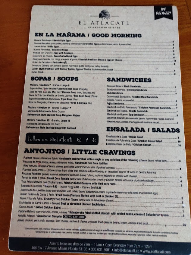 Menu El Atlacatl Salvi Kitchen - 0