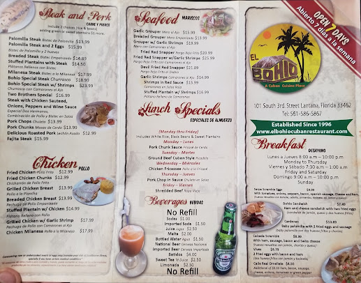 Menu El Bohio Cuban Restaurant - 1
