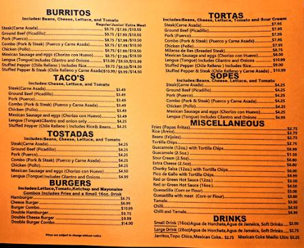 Menu El Famous Burrito Elmhurst - 0