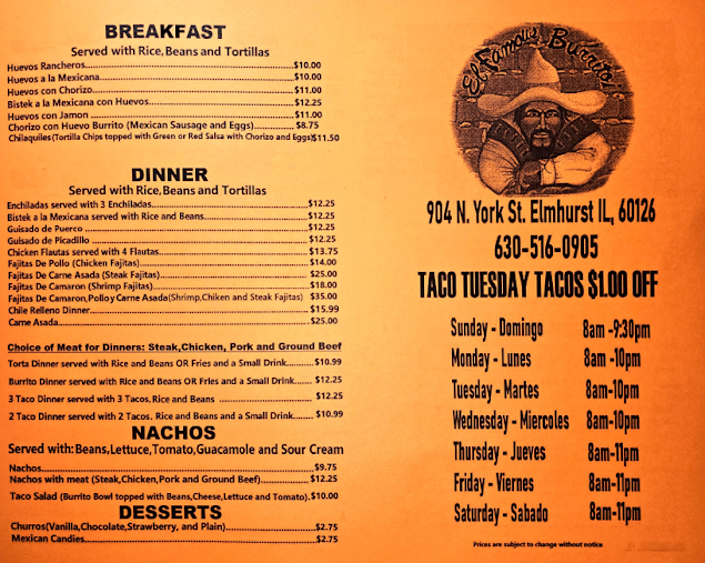 Menu El Famous Burrito Elmhurst - 1