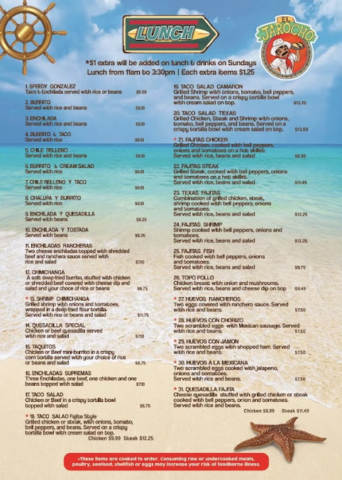 Menu El Jarocho Mexican Restaurant Inc - 6