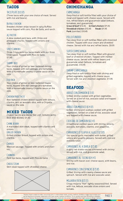 Menu El Palenque Mexican Restaurant - 1