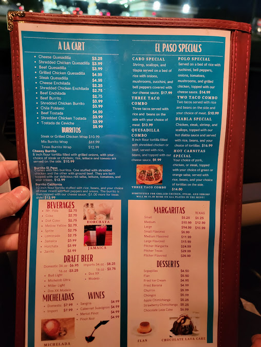 Menu El Paso Grill Mexican Restaurant - 2