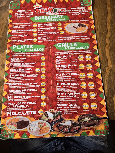 Menu El Piquin Mexican Restaurant - 1