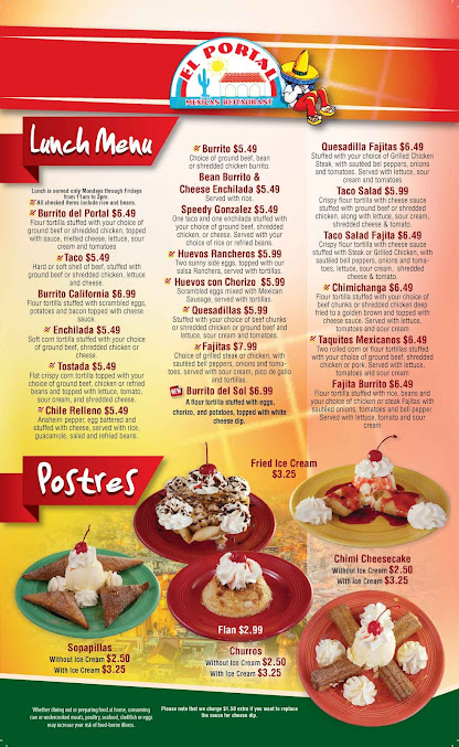 Menu El Portal Mexican Restaurant - 1