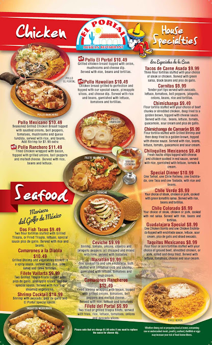 Menu El Portal Mexican Restaurant - 2