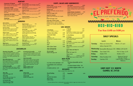 Menu El Preferido Mexican Restaurant - 0