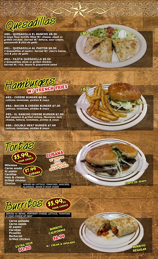 Menu El Rancho Mexican Restaurant - 0