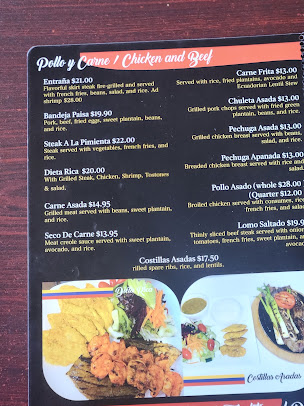 Menu El Rinconcito Restaurant Bakery Llc - 0