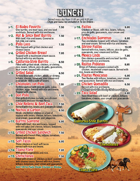 Menu El Rodeo Mexican Restaurant Robertsdale - 0