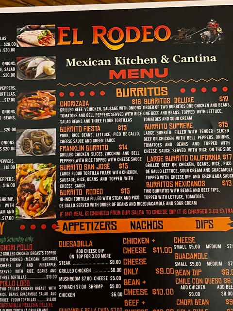 Menu El Rodeo Rocky Mount - 1