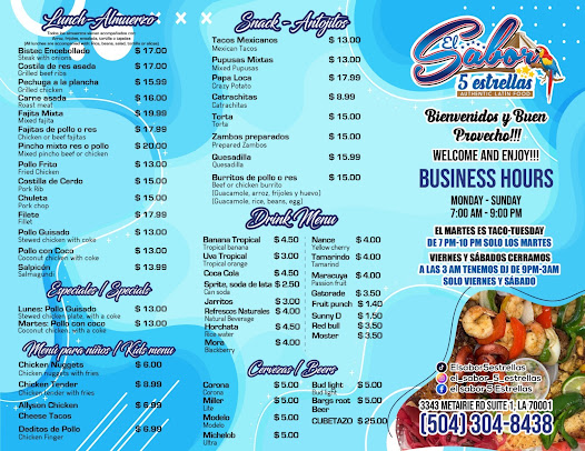 Menu El Sabor 5 Estrellas - 0