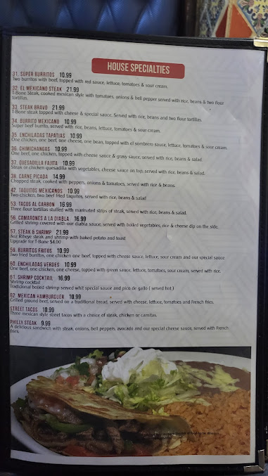 Menu El Sombrero Of Vicksburg - 0
